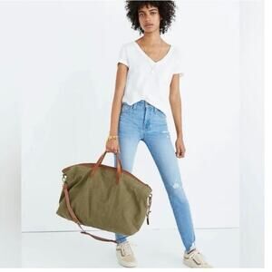 Madewell Transport Weekender Carryall Travel Bag in Canvas Leather Crossbody